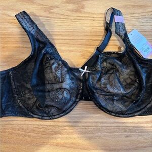 Sexy Cacique Women's Bra 46D Unlined Full Coverage Underwire Black Lace